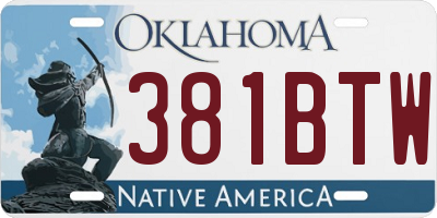 OK license plate 381BTW