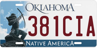 OK license plate 381CIA