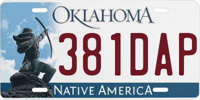 OK license plate 381DAP