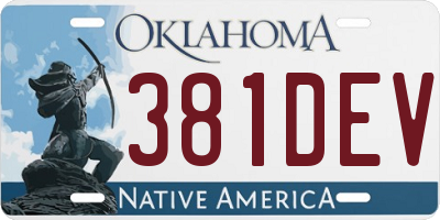 OK license plate 381DEV