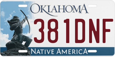OK license plate 381DNF