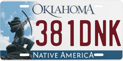 OK license plate 381DNK