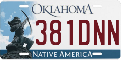 OK license plate 381DNN