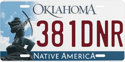 OK license plate 381DNR