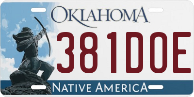 OK license plate 381DOE