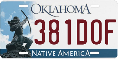 OK license plate 381DOF