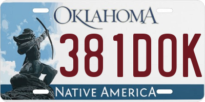 OK license plate 381DOK