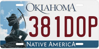OK license plate 381DOP