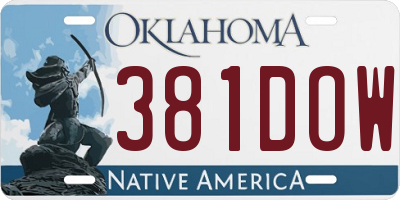 OK license plate 381DOW