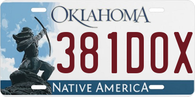 OK license plate 381DOX