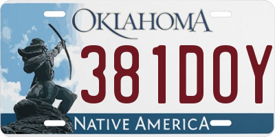OK license plate 381DOY
