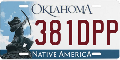 OK license plate 381DPP