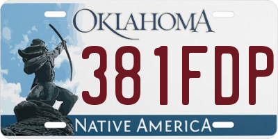 OK license plate 381FDP