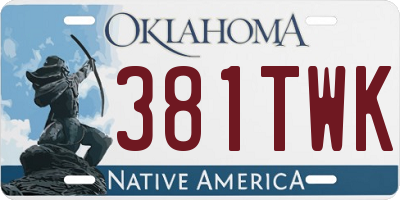 OK license plate 381TWK