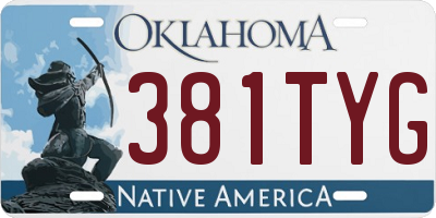 OK license plate 381TYG