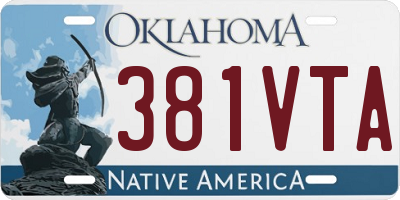 OK license plate 381VTA