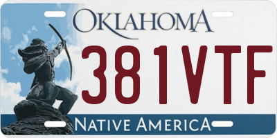 OK license plate 381VTF