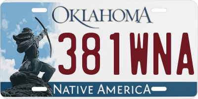 OK license plate 381WNA