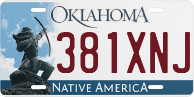 OK license plate 381XNJ
