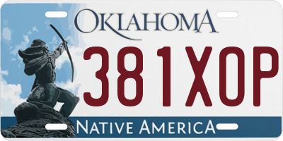 OK license plate 381XOP