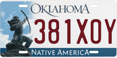 OK license plate 381XOY