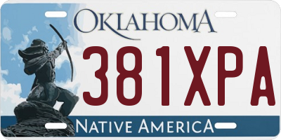 OK license plate 381XPA