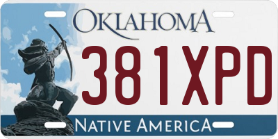 OK license plate 381XPD