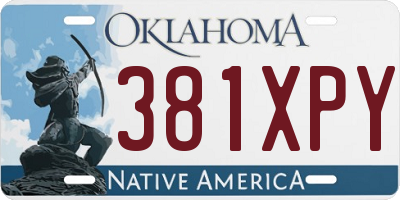 OK license plate 381XPY