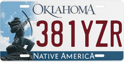 OK license plate 381YZR