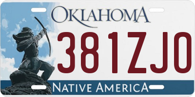 OK license plate 381ZJO