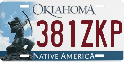 OK license plate 381ZKP