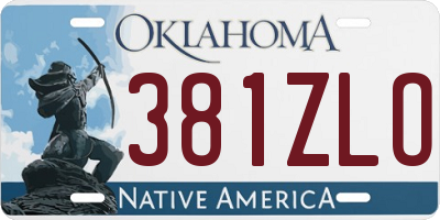 OK license plate 381ZLO