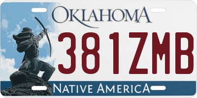 OK license plate 381ZMB