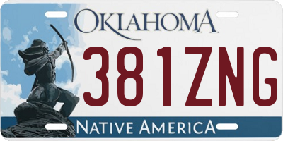 OK license plate 381ZNG
