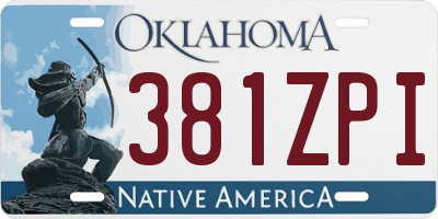 OK license plate 381ZPI