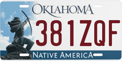 OK license plate 381ZQF