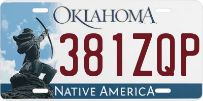 OK license plate 381ZQP