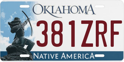 OK license plate 381ZRF