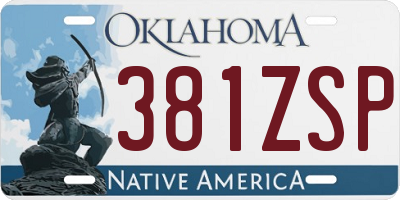 OK license plate 381ZSP