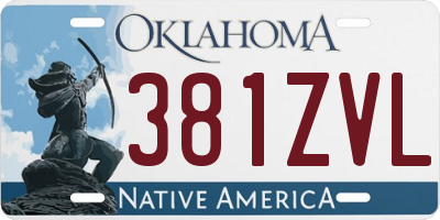 OK license plate 381ZVL