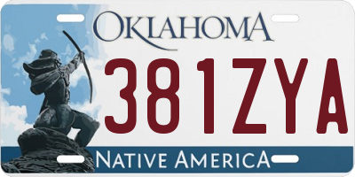 OK license plate 381ZYA