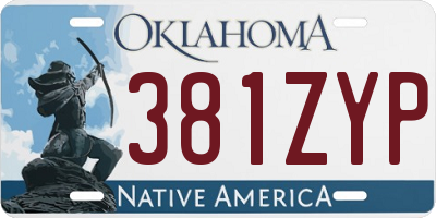 OK license plate 381ZYP