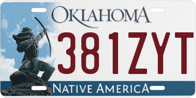 OK license plate 381ZYT