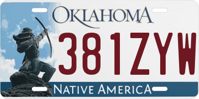 OK license plate 381ZYW