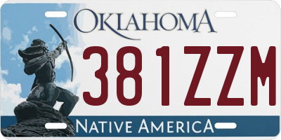 OK license plate 381ZZM