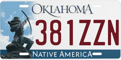 OK license plate 381ZZN