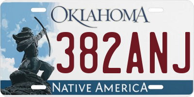 OK license plate 382ANJ