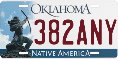 OK license plate 382ANY
