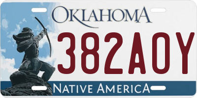 OK license plate 382AOY