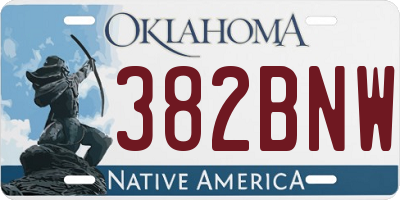 OK license plate 382BNW